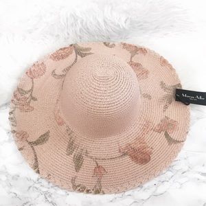 Marcus Adler pink floral print floppy hat NWT